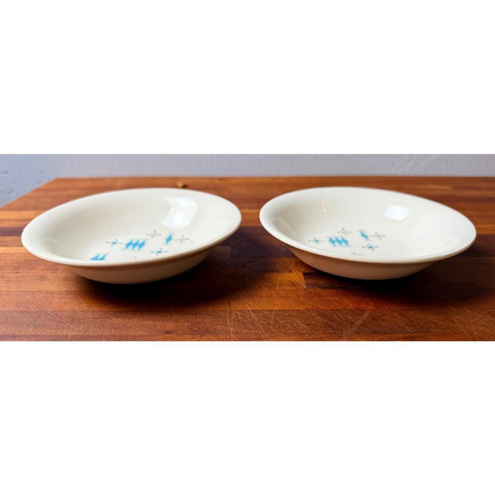 Set of 2 Mid Century Modern Atomic Starburst Berry Bowls | Turquoise Trinket - Picture 4 of 15